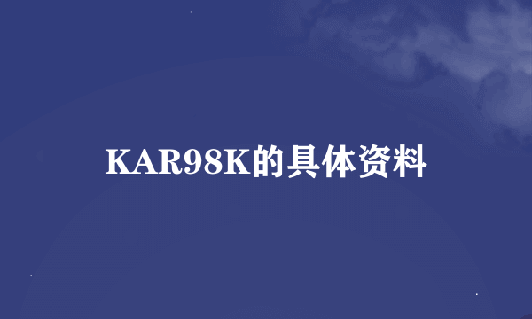 KAR98K的具体资料