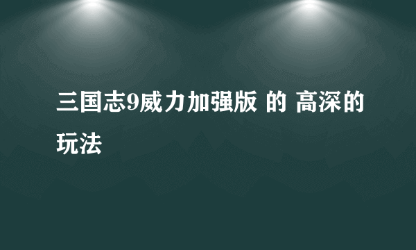 三国志9威力加强版 的 高深的玩法