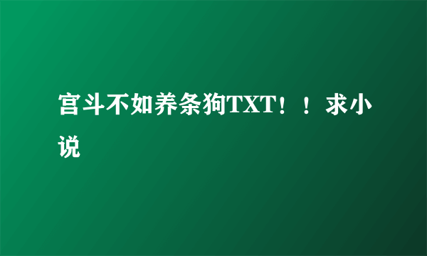 宫斗不如养条狗TXT！！求小说