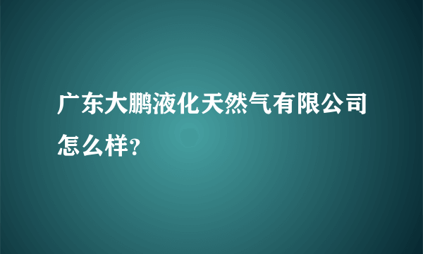 广东大鹏液化天然气有限公司怎么样？