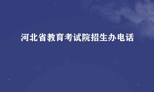 河北省教育考试院招生办电话