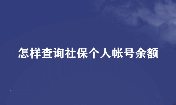 怎样查询社保个人帐号余额