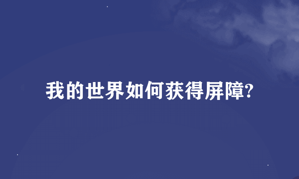 我的世界如何获得屏障?