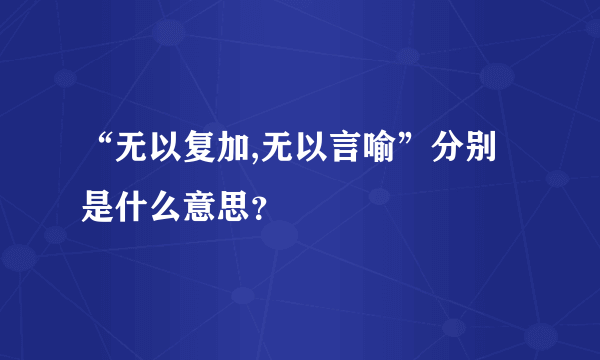 “无以复加,无以言喻”分别是什么意思？