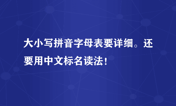 大小写拼音字母表要详细。还要用中文标名读法！