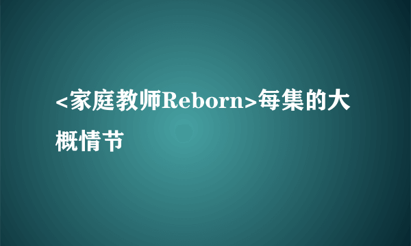 <家庭教师Reborn>每集的大概情节