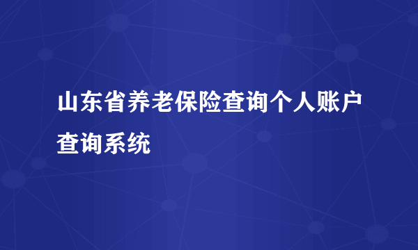 山东省养老保险查询个人账户查询系统