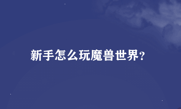 新手怎么玩魔兽世界？