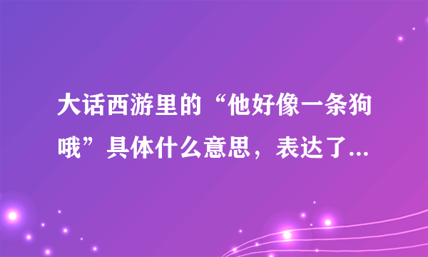 大话西游里的“他好像一条狗哦”具体什么意思，表达了什么，求解释