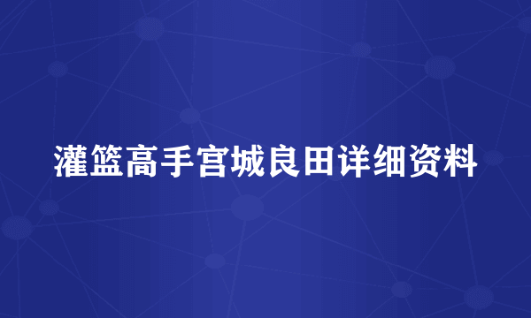 灌篮高手宫城良田详细资料