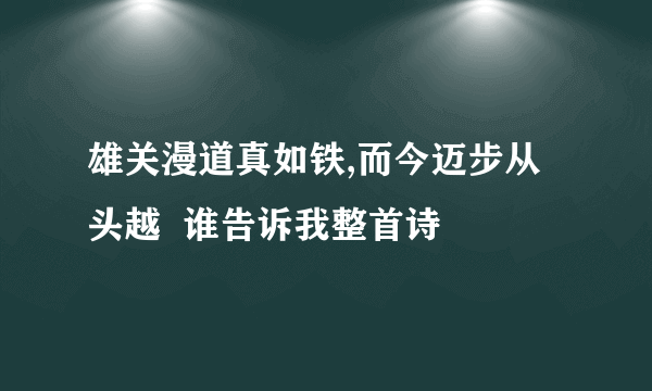 雄关漫道真如铁,而今迈步从头越  谁告诉我整首诗