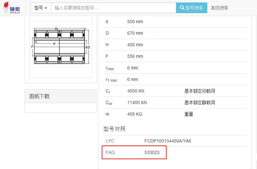 瓦房店轴承533023四列圆柱滚子内径是多少，单列高度是多少？