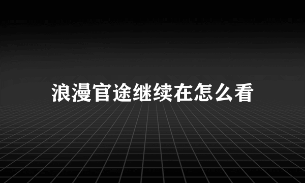 浪漫官途继续在怎么看