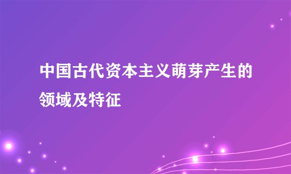 中国古代资本主义萌芽产生的领域及特征