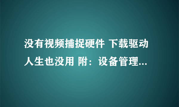 没有视频捕捉硬件 下载驱动人生也没用 附：设备管理器中的图像设备也没有踪影了