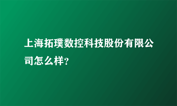 上海拓璞数控科技股份有限公司怎么样？