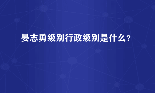 晏志勇级别行政级别是什么？