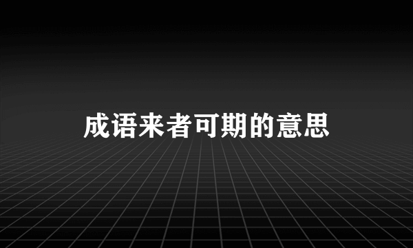 成语来者可期的意思