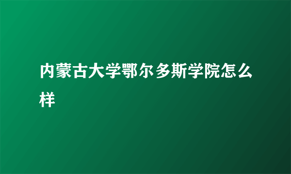 内蒙古大学鄂尔多斯学院怎么样