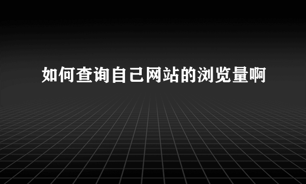 如何查询自己网站的浏览量啊