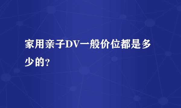 家用亲子DV一般价位都是多少的？