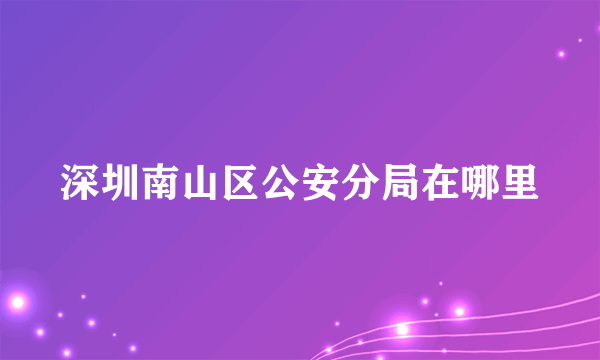 深圳南山区公安分局在哪里