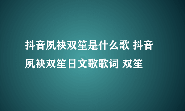 抖音夙袂双笙是什么歌 抖音夙袂双笙日文歌歌词 双笙