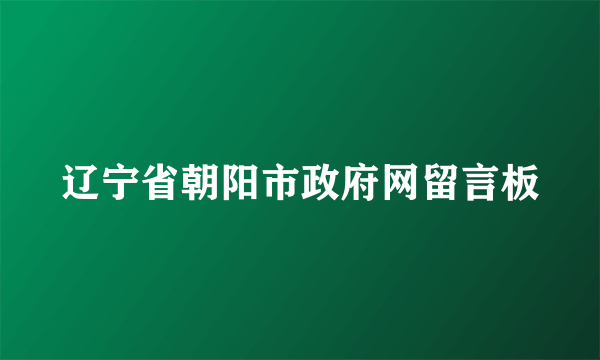 辽宁省朝阳市政府网留言板