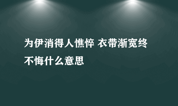 为伊消得人憔悴 衣带渐宽终不悔什么意思