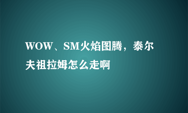 WOW、SM火焰图腾，泰尔夫祖拉姆怎么走啊