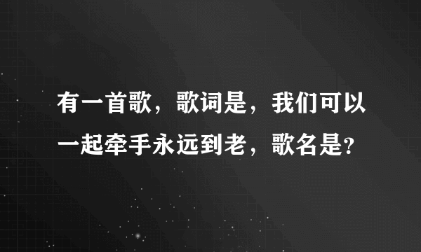 有一首歌，歌词是，我们可以一起牵手永远到老，歌名是？