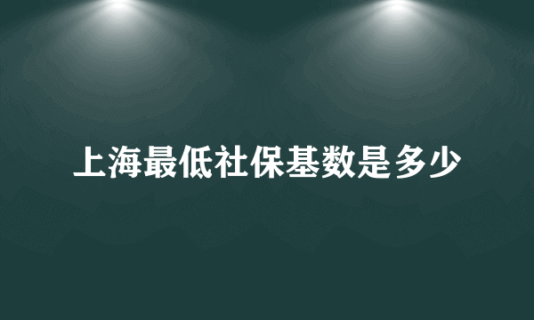 上海最低社保基数是多少