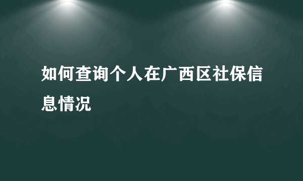 如何查询个人在广西区社保信息情况