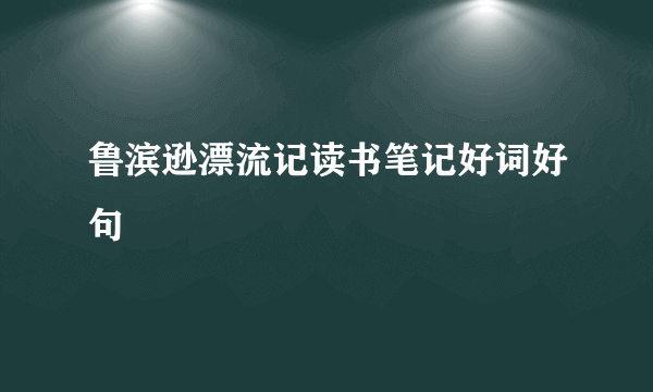 鲁滨逊漂流记读书笔记好词好句