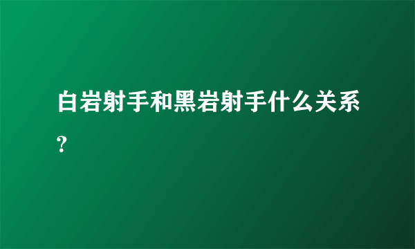 白岩射手和黑岩射手什么关系？