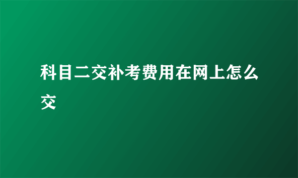 科目二交补考费用在网上怎么交