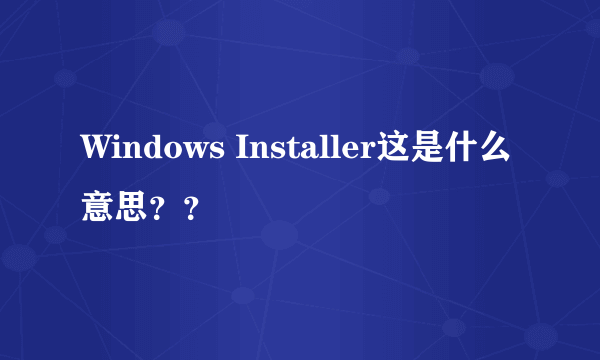 Windows Installer这是什么意思？？