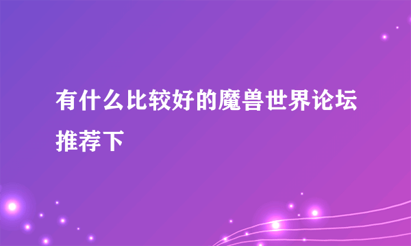 有什么比较好的魔兽世界论坛推荐下