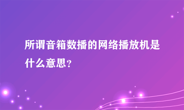 所谓音箱数播的网络播放机是什么意思？