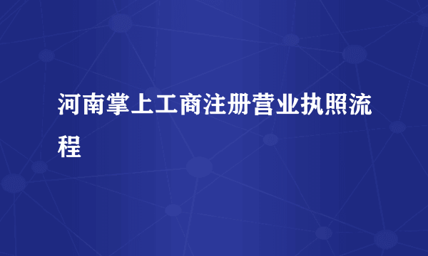 河南掌上工商注册营业执照流程