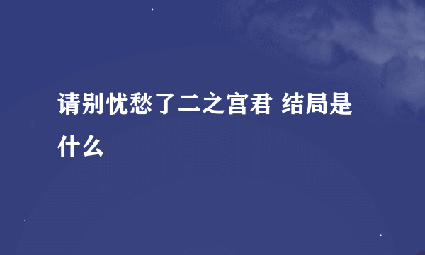 请别忧愁了二之宫君 结局是什么