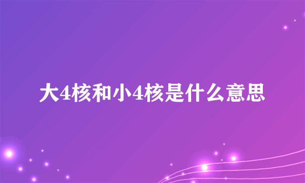 大4核和小4核是什么意思