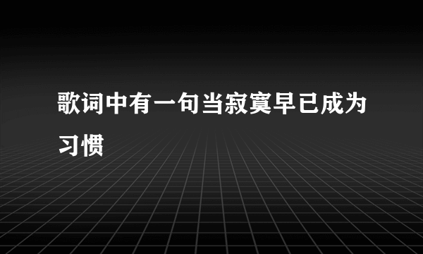 歌词中有一句当寂寞早已成为习惯