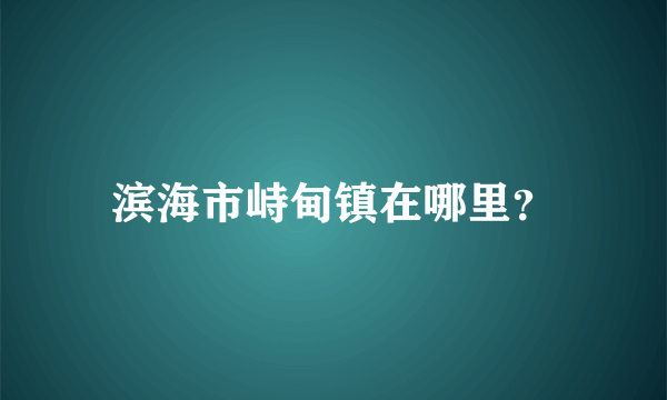 滨海市峙甸镇在哪里？