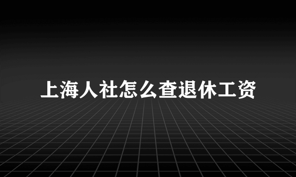 上海人社怎么查退休工资