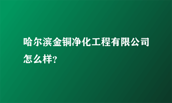 哈尔滨金铜净化工程有限公司怎么样？