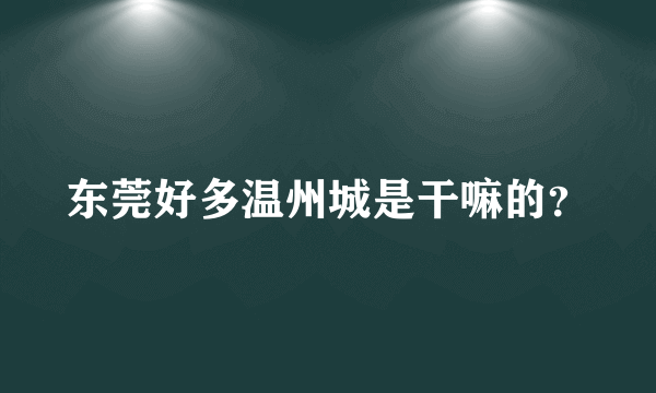 东莞好多温州城是干嘛的？