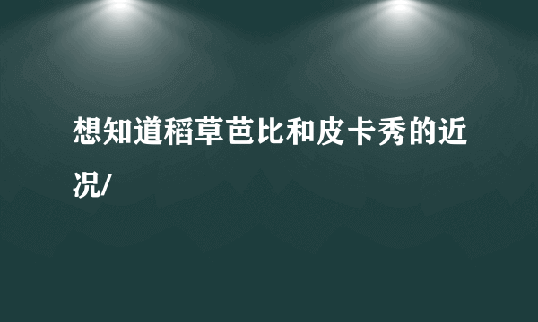 想知道稻草芭比和皮卡秀的近况/