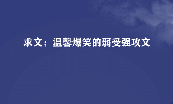 求文；温馨爆笑的弱受强攻文