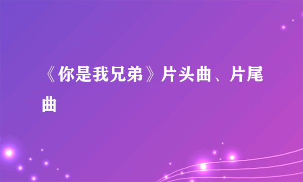 《你是我兄弟》片头曲、片尾曲